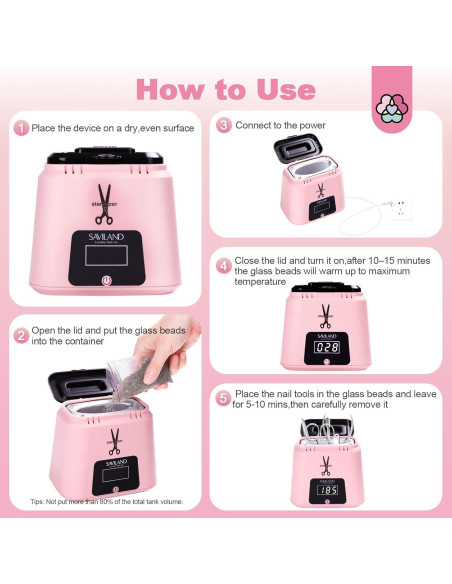 Esterilizador de Herramientas de Uñas Saviland Rosa 185C