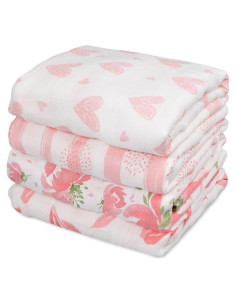Mantas de Muselina GLLQUEN BABY 4-Pack 101.6x88.9cm Floral