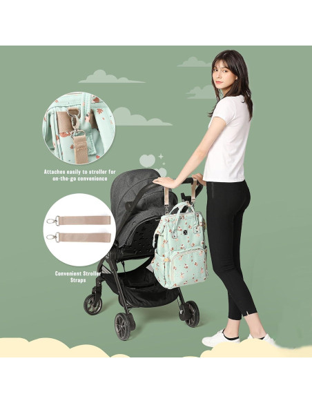 Mochila de Pañales Camillemma Verde Grande Impermeable 20.8L