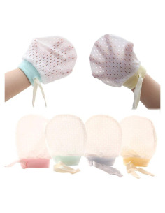 Guantes de Algodón para Bebés 8 Pares Transpirables Ajustables