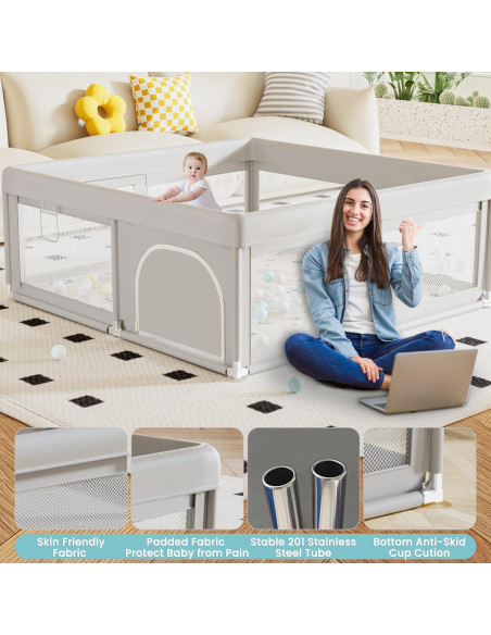 Parque Infantil con Alfombra BWL001 para Bebés 127x127 cm