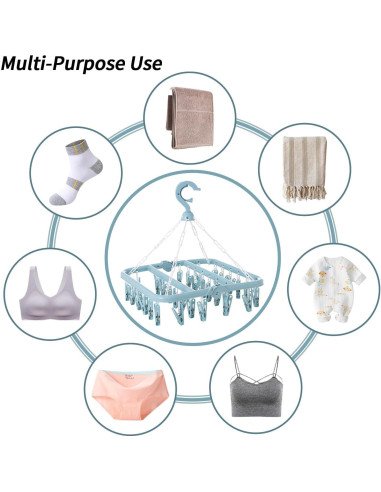 Estante Plegable para Secar Ropa Rainfordhoma 32 Clips Azul