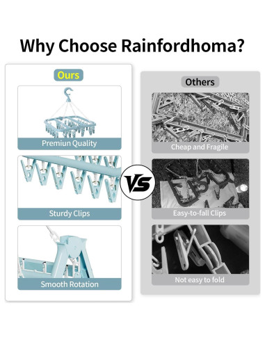 Estante Plegable para Secar Ropa Rainfordhoma 32 Clips Azul