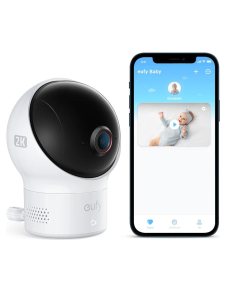 Monitor de Bebé eufy 2 Wi-Fi 2K con Visión Nocturna y Detección de Sonido
