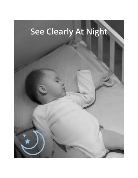Monitor de Bebé eufy 2 Wi-Fi 2K con Visión Nocturna y Detección de Sonido