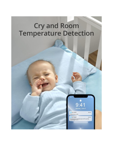 Monitor de Bebé eufy 2 Wi-Fi 2K con Visión Nocturna y Detección de Sonido