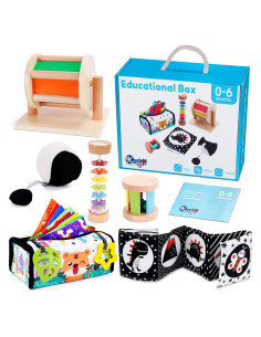 Juguetes Montessori KMTJT para Bebés 0-6 Meses - Sensoriales de Madera