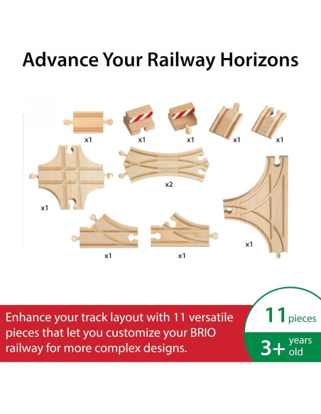 Paquete de Expansión Avanzada BRIO World - Pista de Tren 11 Piezas