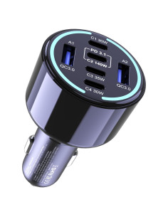 Cargador de Coche USB C Chipofy 300W 6 Puertos Rápido PD3.1