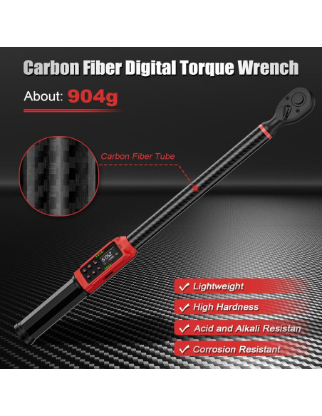 Llave de Torque Digital ANPUDS 1/2" 17-340Nm Fibra de Carbono