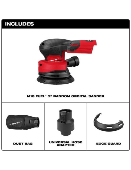 Lijadora Orbital Aleatoria Milwaukee M18 18V FUEL 5" - Herramienta Desnuda