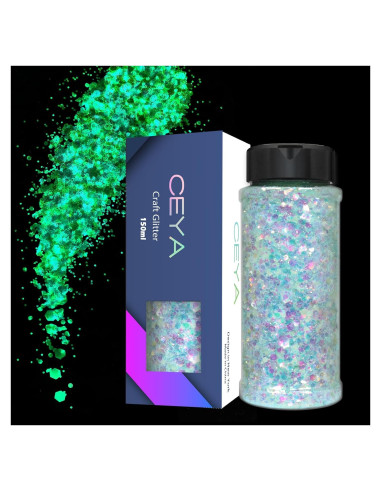 Purpurina Chunky Brillo en la Oscuridad Ceya 95g Azul Cielo