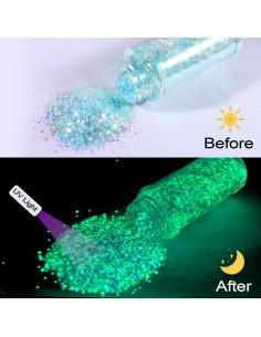 Purpurina Chunky Brillo en la Oscuridad Ceya 95g Azul Cielo 2