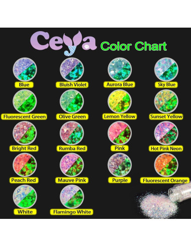 Purpurina Chunky Brillo en la Oscuridad Ceya 95g Azul Cielo