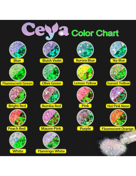 Purpurina Chunky Brillo en la Oscuridad Ceya 95g Azul Cielo