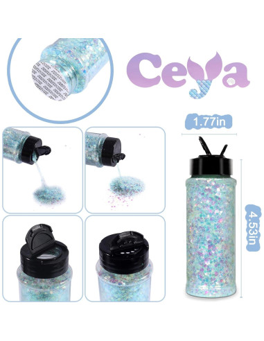 Purpurina Chunky Brillo en la Oscuridad Ceya 95g Azul Cielo