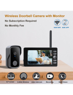 Cámara de Timbre Inalámbrico TKMARS M15 HD 1080P 4.3" 2