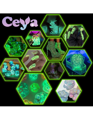 Purpurina Chunky Brillo en la Oscuridad Ceya 95g Azul Cielo