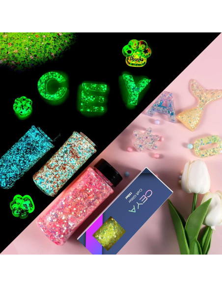 Purpurina Chunky Brillo en la Oscuridad Ceya 95g Azul Cielo