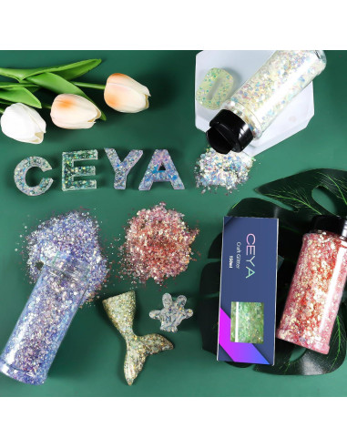 Purpurina Chunky Brillo en la Oscuridad Ceya 95g Azul Cielo