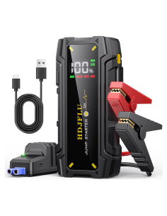 Arrancador de Coche Portátil HDJFLU 3000A 12V con USB y LED