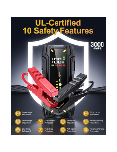 Arrancador de Coche Portátil HDJFLU 3000A 12V con USB y LED 2