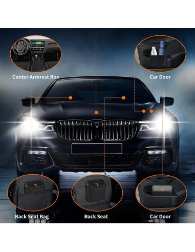 Bote de Basura para Auto con Tapa - Organizador Compacto