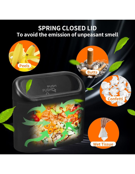 Bote de Basura para Auto con Tapa - Organizador Compacto Bote de Basura para Auto con Tapa - Organizador Compacto