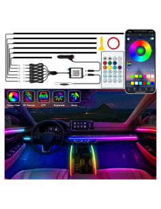 Luces LED de Tira Jushope para Coche RGB, 6 Piezas, Control APP
