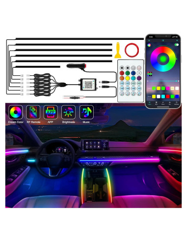 Luces LED de Tira Jushope para Coche RGB, 6 Piezas, Control APP