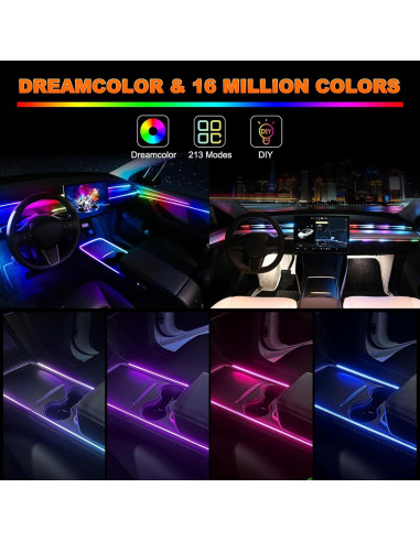 Luces LED de Tira Jushope para Coche RGB, 6 Piezas, Control APP