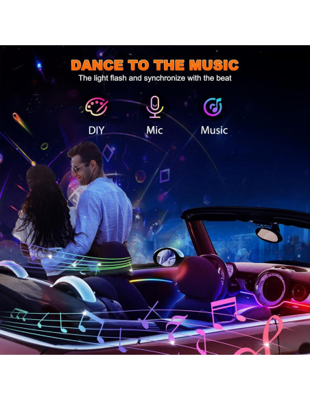 Luces LED de Tira Jushope para Coche RGB, 6 Piezas, Control APP