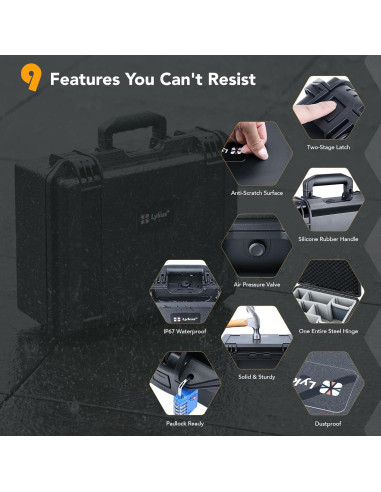 Estuche Duro Impermeable Lykus PVC1 para Cámaras y Drones