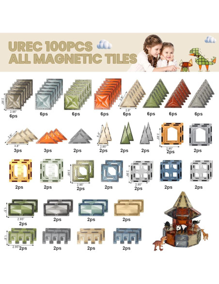 Azulejos Magnéticos UREC 100PCS Juguetes de Construcción 3D