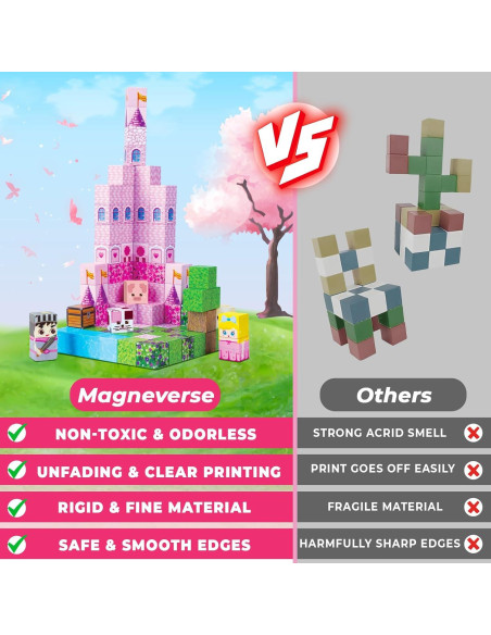 Bloques Magnéticos Magneverse 100PCS Castillo Rosa para Niños