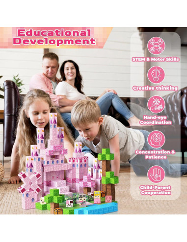 Bloques Magnéticos Magneverse 100PCS Castillo Rosa para Niños