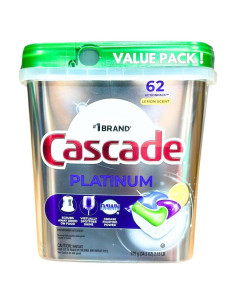 Cápsulas para Lavavajillas Cascade Platinum 62 Unidades Aroma Limón