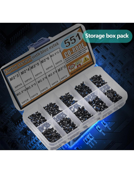 Kit de Tornillos para Laptop CO-RODE 551 Piezas con Destornillador Kit de Tornillos para Laptop CO-RODE 551 Piezas con Destornillador