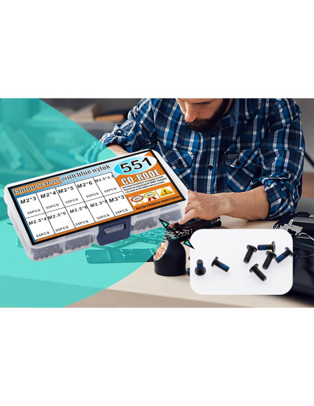 Kit de Tornillos para Laptop CO-RODE 551 Piezas con Destornillador Kit de Tornillos para Laptop CO-RODE 551 Piezas con Destornillador