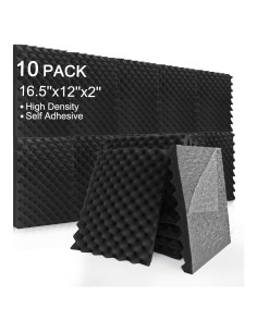 Shatex 10 Paneles Acústicos de Caucho y Espuma 42x30.5cm - Negro