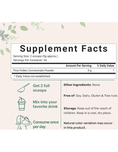 Polvo Puro de Polen de Pino Micro Ingredients 170g Orgánico