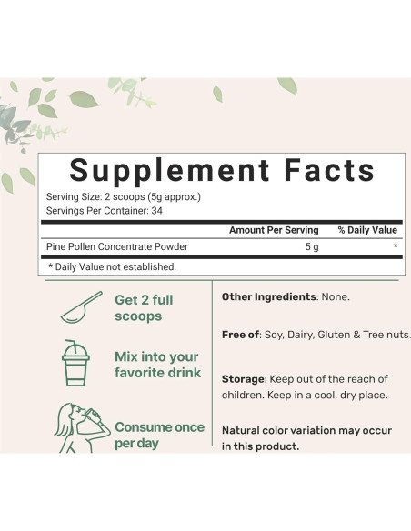 Polvo Puro de Polen de Pino Micro Ingredients 170g Orgánico Polvo Puro de Polen de Pino Micro Ingredients 170g Orgánico