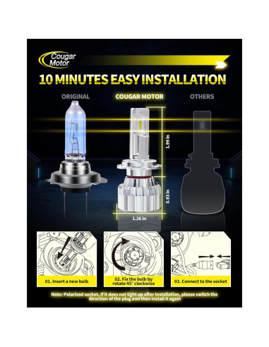 Bombillas de Luz de Niebla H7 Cougar Motor 6500K, Paquete de 2