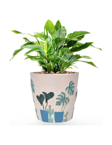 Maceta Redonda Beige Pintada a Mano Midogaigai 14 cm