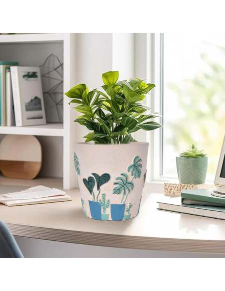 Maceta Redonda Beige Pintada a Mano Midogaigai 14 cm