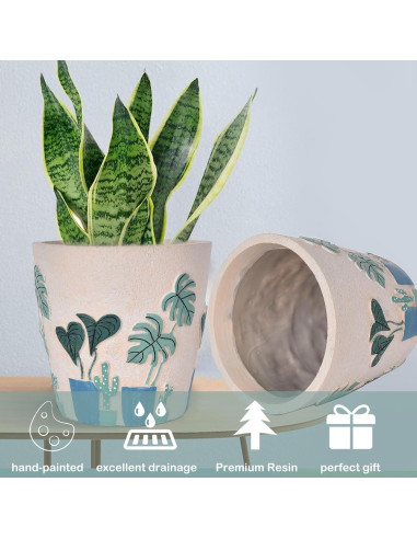 Maceta Redonda Beige Pintada a Mano Midogaigai 14 cm