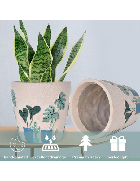 Maceta Redonda Beige Pintada a Mano Midogaigai 14 cm