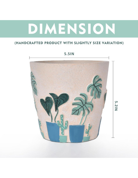 Maceta Redonda Beige Pintada a Mano Midogaigai 14 cm