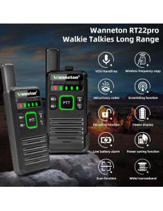 Walkie Talkies Inalambricos Wanneton RT22PRO 2 Pack Recargables 2