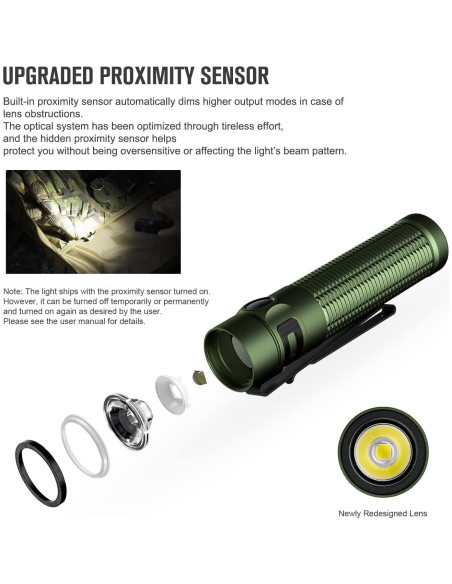 Linterna EDC OLIGHT Baton3 Pro Max 2500 Lúmenes Verde